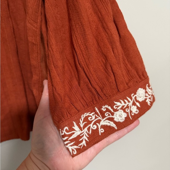 Garnet Hill Marilis Embroidered Organic Cotton Top Size Large Boho Chic - Picture 7 of 9